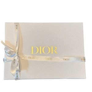 Dior Textured Empty White Box with Gold Logo and Dior Ribbon 12.2x9x5‎